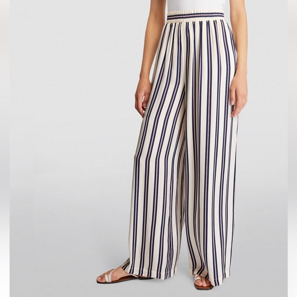 NEW L’AGENCE Lillian smock waist pant drapery satin siz XS honey/LT sand stripe - Picture 3 of 15